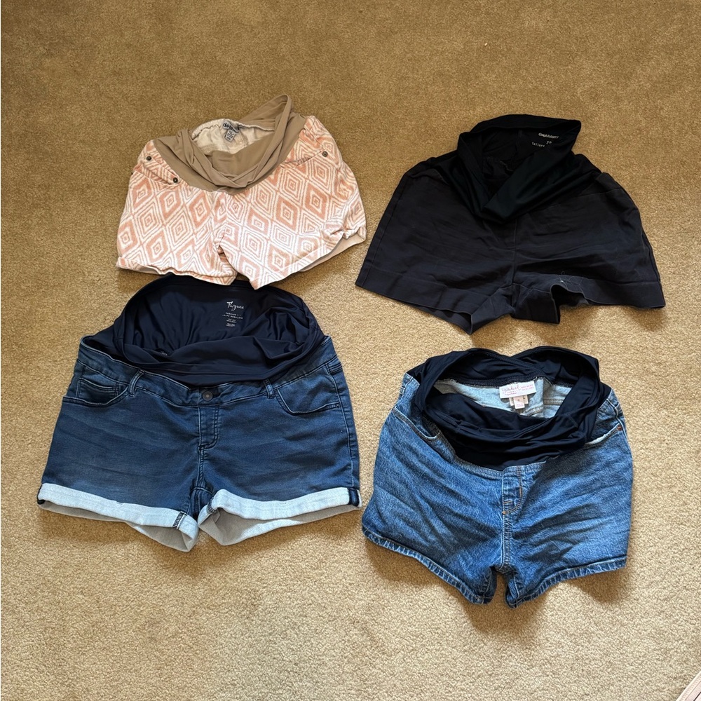 MATERNITY Shorts Bundle in Black, Blue, and Patterned